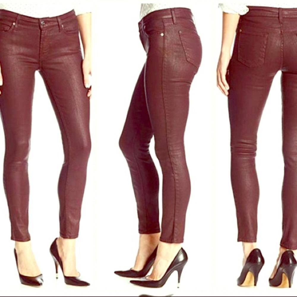 Coated Burgundy 7 for All Mankind Low Rise Jeans